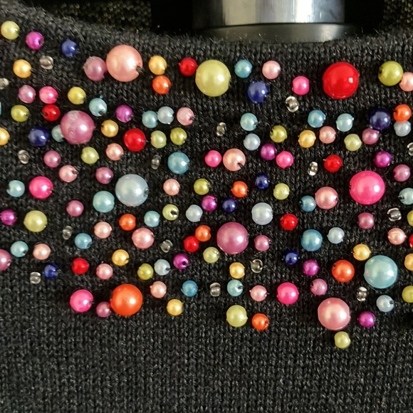 SOLD!!! Michael Simon 2003 black sleeveless vest top ramie cotton M/L beads cute - Picture 3 of 7